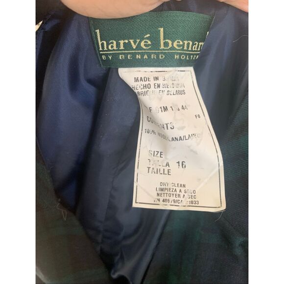 Harve Benard Wool Plaid Pinafore Midi Dress Green Tartan Jumper - Picture 2 of 9